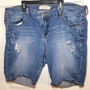 Torrid Blue Ripped Denim Shorts